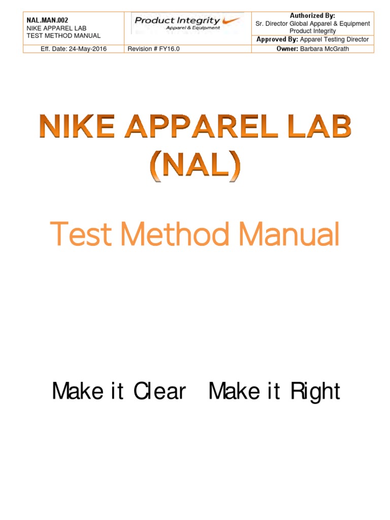 Nike Apparel - Test Method Manual - NAL - Man.002 Rev FY16.00compress ...