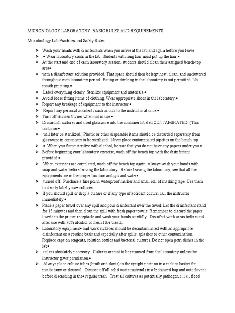 Microbiology Lab Safety Guide | PDF | Laboratories | Sterilization ...
