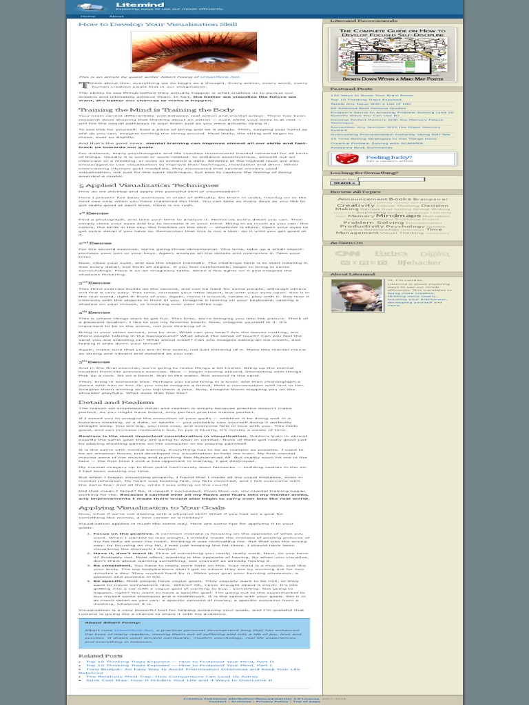 Improve Your Visualization Skills | PDF | Memory | Mental Image