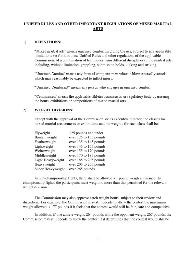 Unified Rules of MMA Grappling Mixed Martial Arts