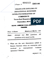 Post Graduate Diploma in International Business Operations/Master of Commerce Term-End Examination Deoember, 2019