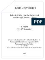 Sikkim University: Rules & Syllabus For The Bachelor of Pharmacy (B. Pharm) Course