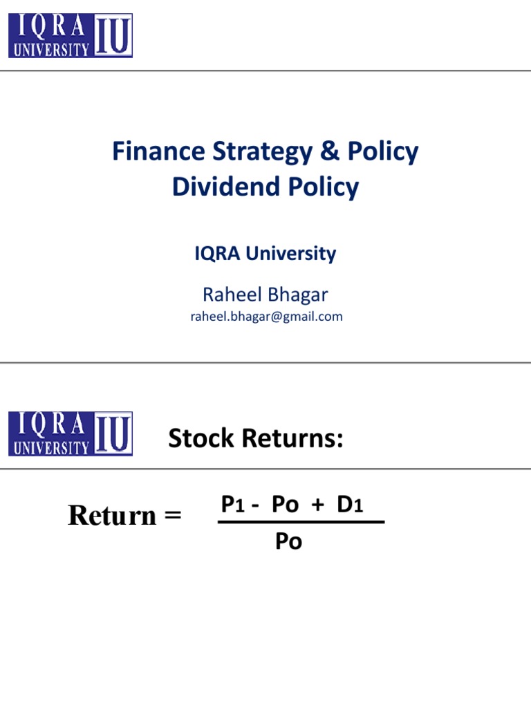 Dividend Policy and Stock Returns | PDF | Dividend | Share Repurchase