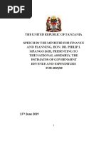 Tanzania's 2019/20 Budget Speech