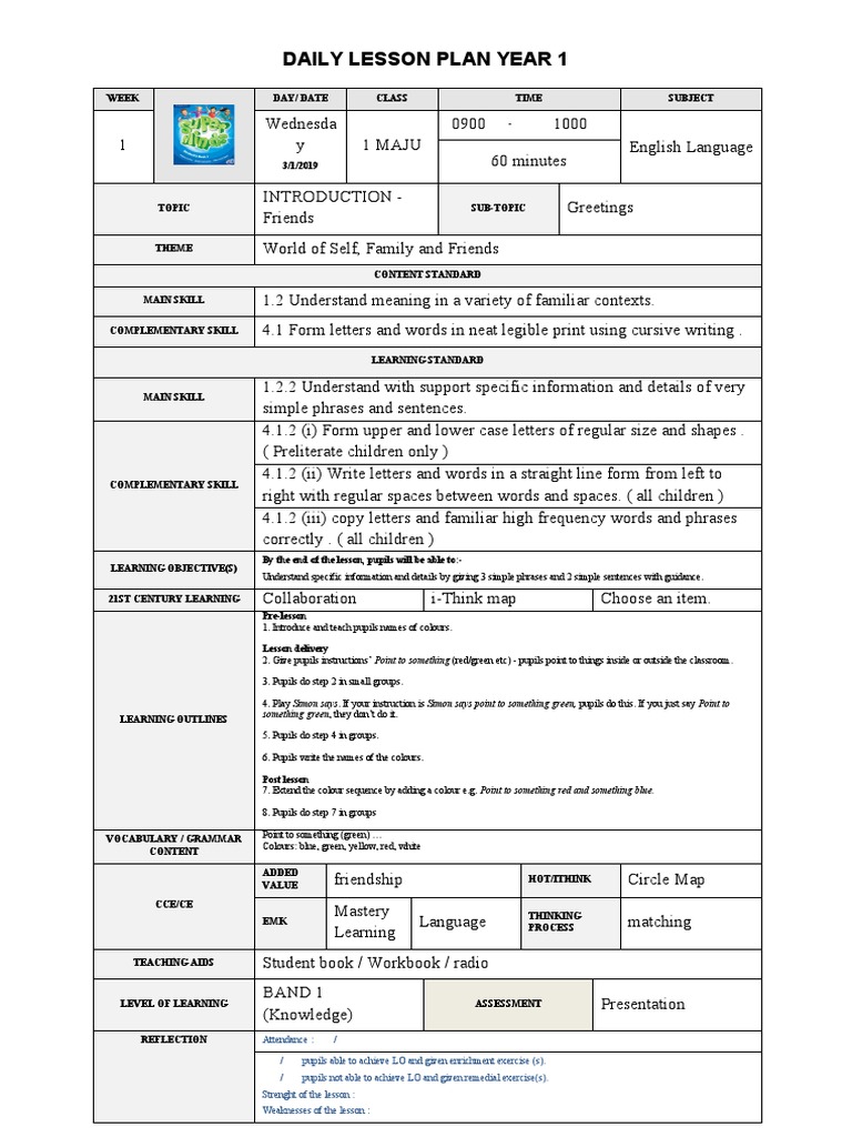 Week 1 Unit Introduction Friends Pdf Lesson Plan Word