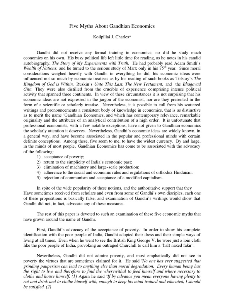 5 Myths Of Gandhi Economics Mahatma Gandhi Capitalism - 