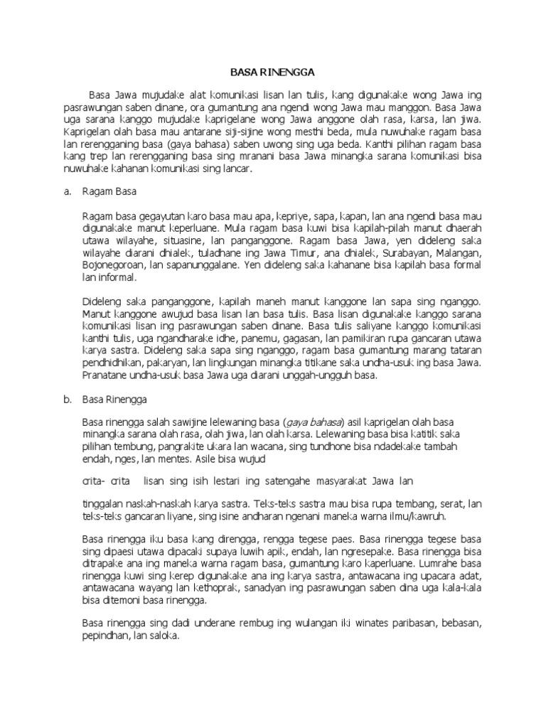 Basa Rinengga | PDF