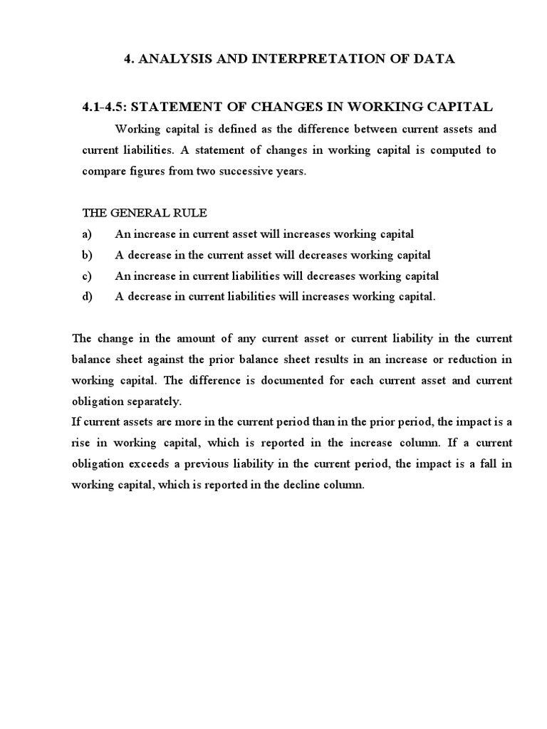 Analysis and Interpretation of Data | PDF | Working Capital | Market ...