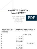 Advanced Financial Management: Prof. Rajiv Chandra Mba (Iima), Icwa, Cs Semester 2 Class of 2022