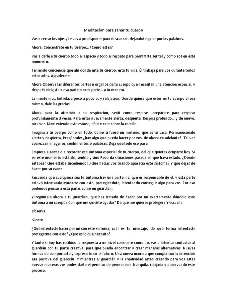 Meditación Guiada para Sanar el Cuerpo | PDF