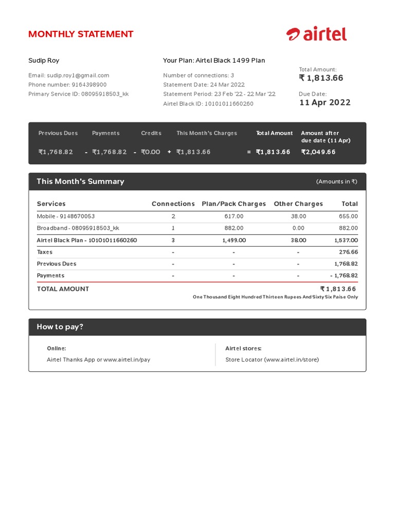 Monthly Statement: This Month's Summary | PDF | Cheque | Payments