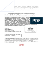 Traduccion-Declaración Jurada de Autenticación de Registros