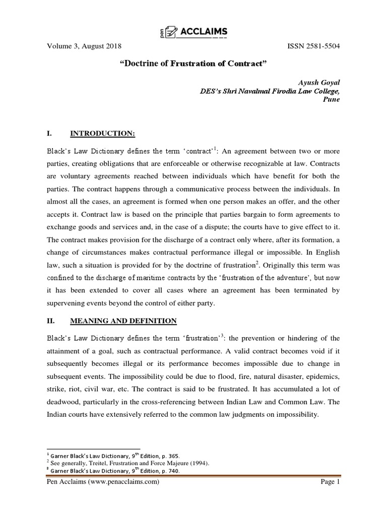 Doctrine of Frustration in Contract Law | PDF | Common Law ...