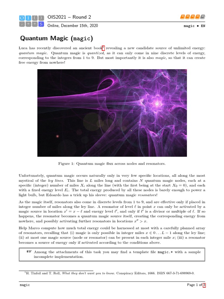 Quantum Magic (Magic) : OIS2021 - Round 2 | PDF | Quantum | Theoretical ...