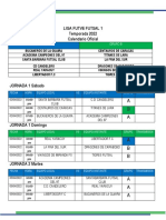 Calendario Completo Liga FUTVE SALA Por Jornada (Oficial)
