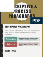 Descriptive & Process Paragraphs: Lesson 13