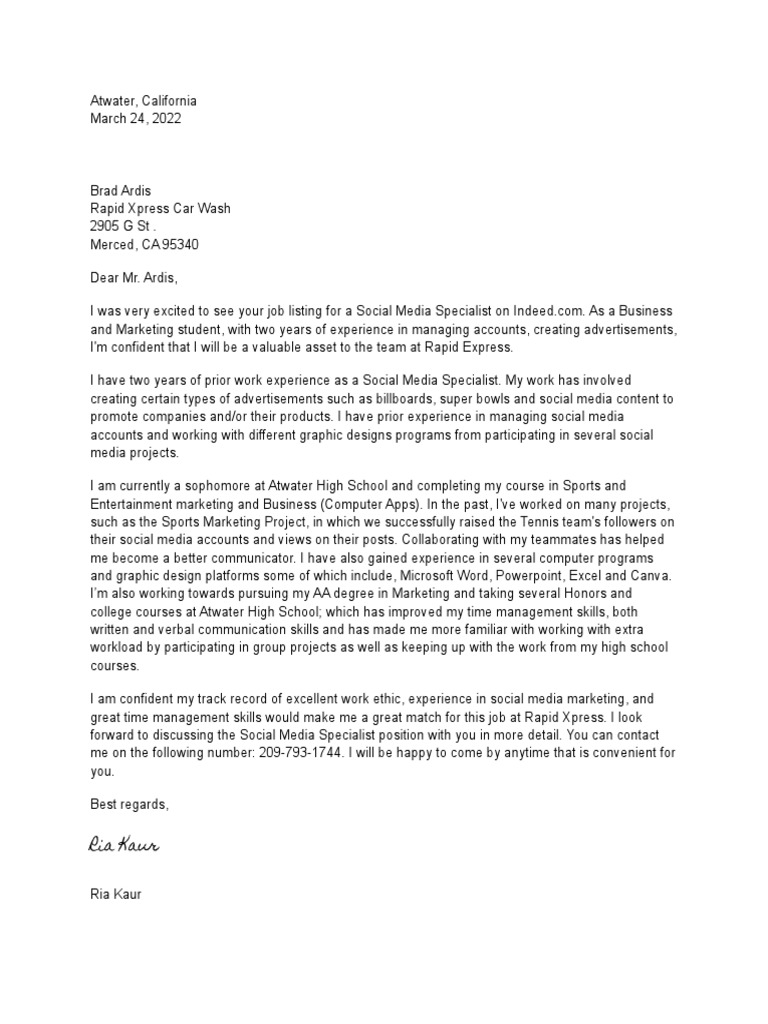 Cover Letter Ria Kaur Pdf