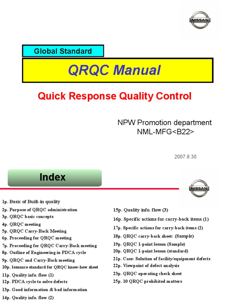 Quick Response Quality Control Manual | PDF