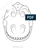 Dinosaur Mask Outline Coloring Page