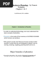 An Introduction To Phonology by Francis: Katamba Chapters 1 & 2