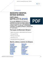 Datos Básicos Del Municipio Obispos, Barinas - Venezuela