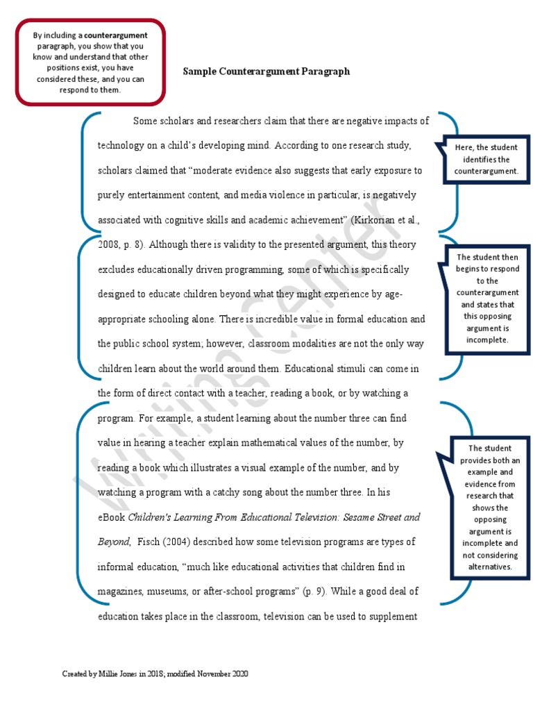 Sample Counterargument Paragraph Analysis | PDF