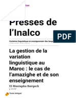 La Gestion de La Variation Linguistique Au Maroc Le Cas de La Langue Amazigh