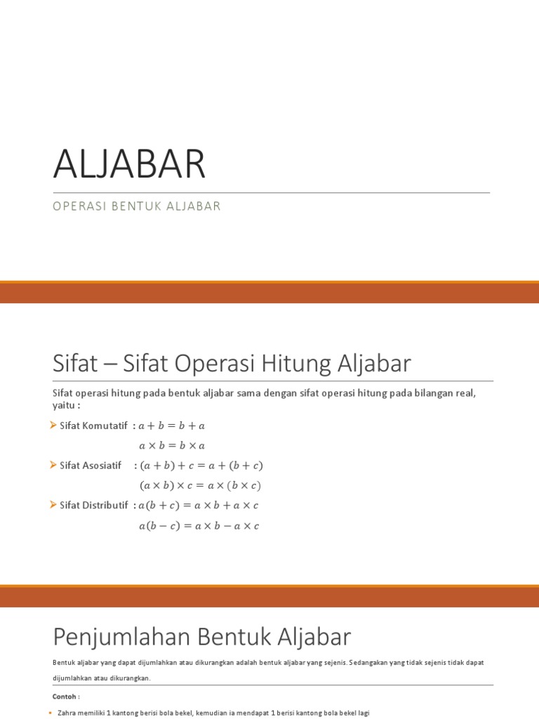 Aljabar Operasi Bentuk Aljabar Pdf