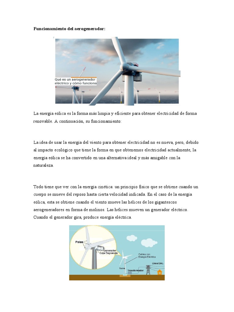 Funcionamiento Del Aerogenerador y Resumen | PDF | Turbina eólica ...