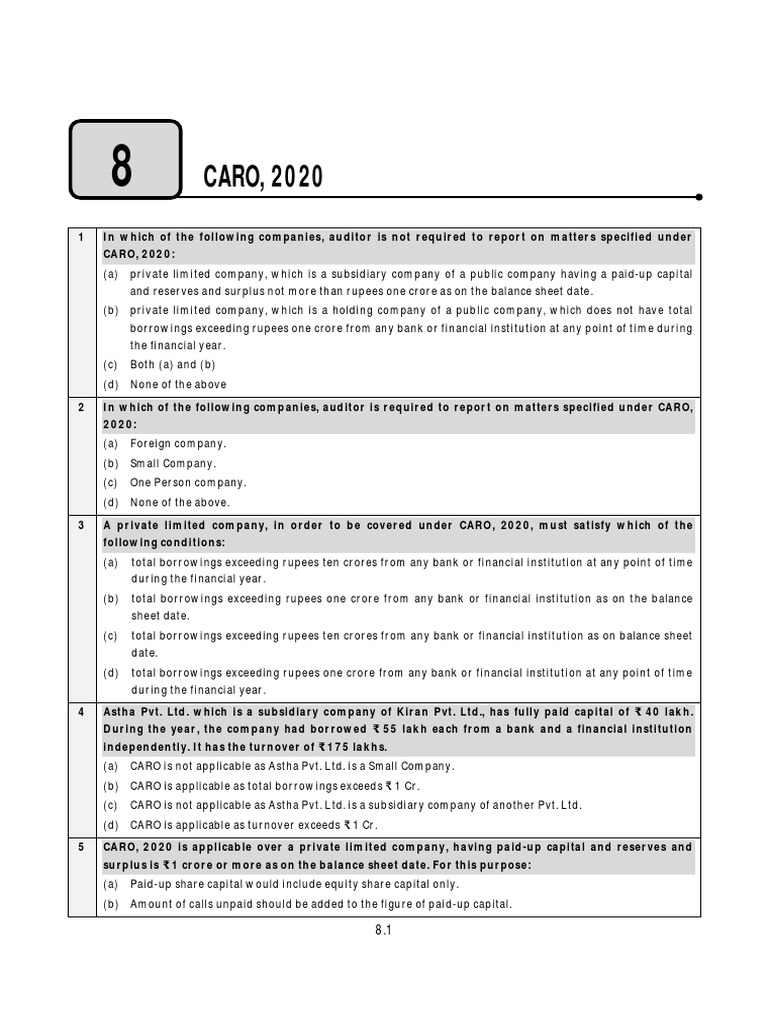 CARO 2020 Applicability and Exemptions | PDF | Equity (Finance ...