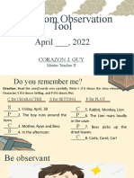Classroom Observation Tool: April - , 2022
