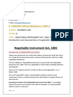 Shalini Chaurasia - Introduction & Characteristics of Negotiable Instrument, B.Com. Part-II, Business Law