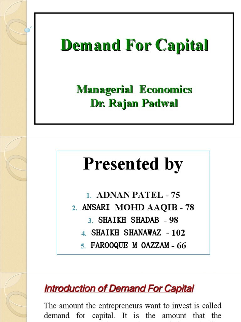 Demand For Capital Pdf Capital Economics Capital Good
