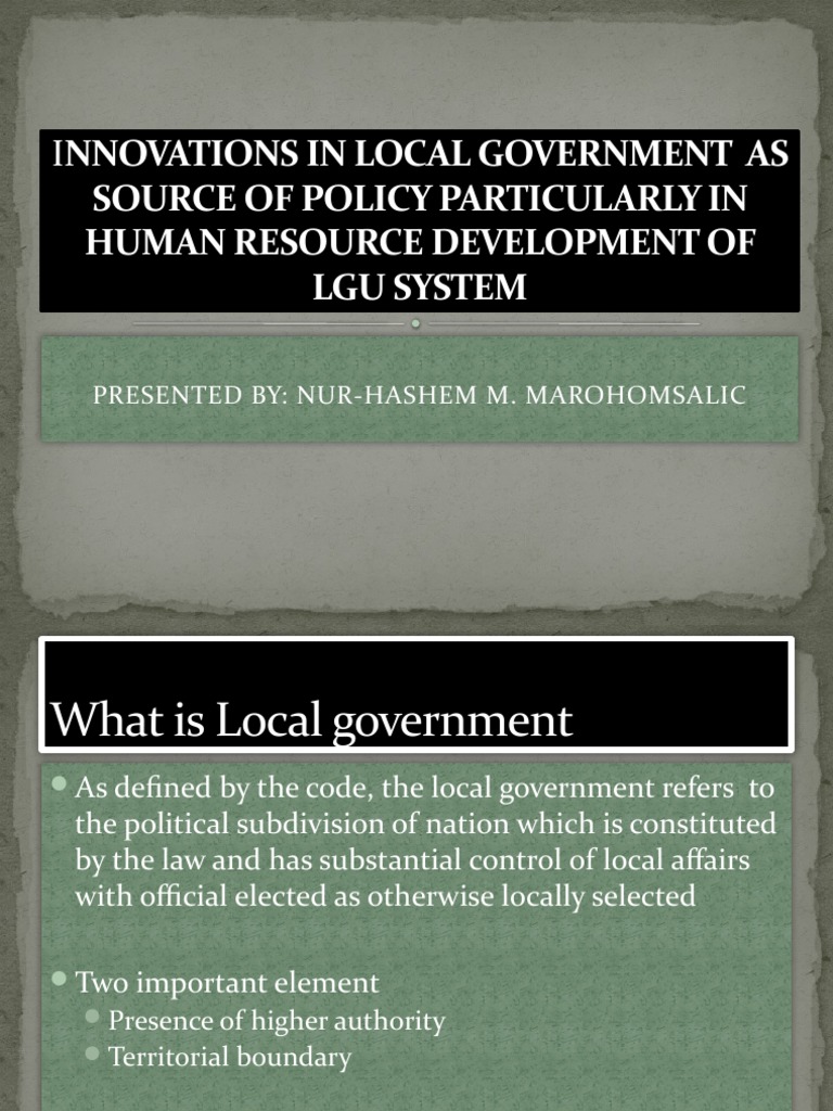 Innovations in Local Government HRD | PDF | Human Resource Management ...