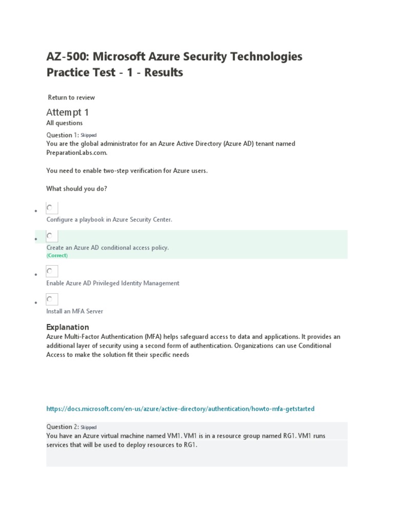 AZ-500: Microsoft Azure Security Technologies Practice Test - 1 ...