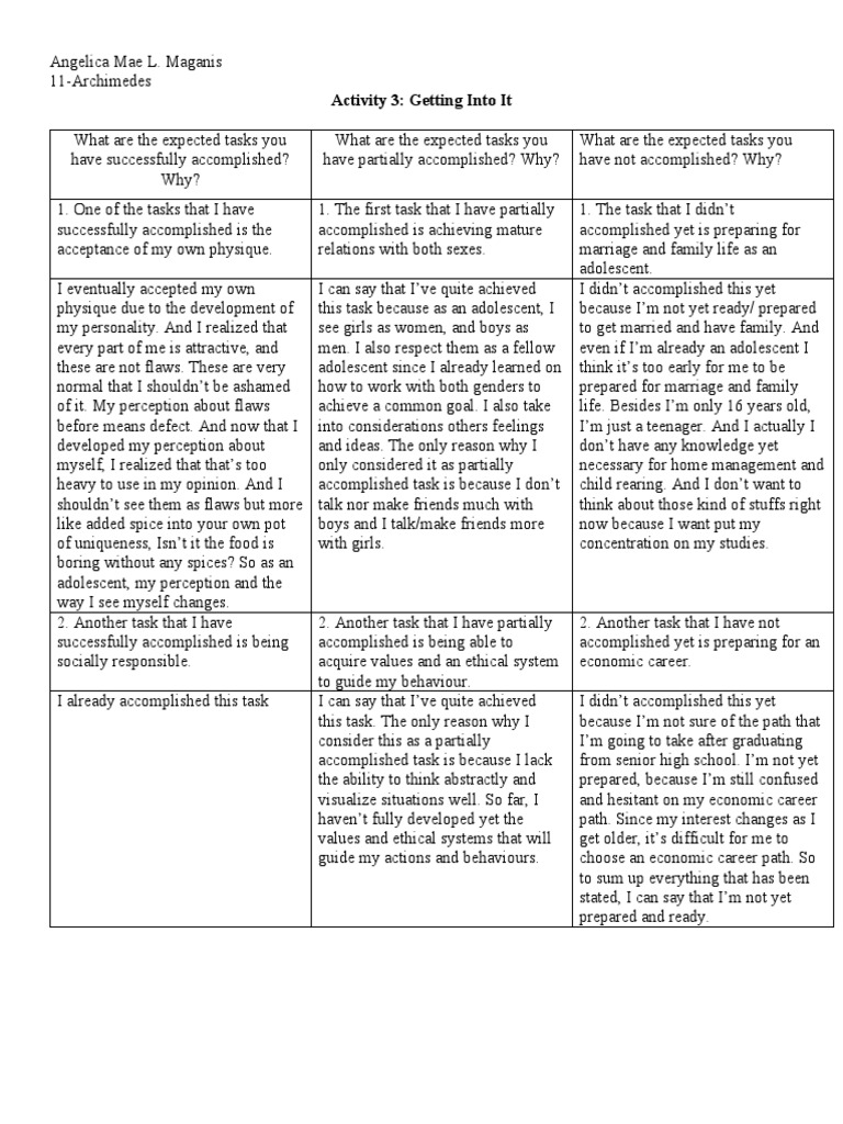 Personal Development Reflection | PDF | Adolescence | Value (Ethics)