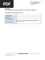 Candidate Assessment Tool: AURTTK001 Use and Maintain Measuring Equipment in An Automotive Workshop