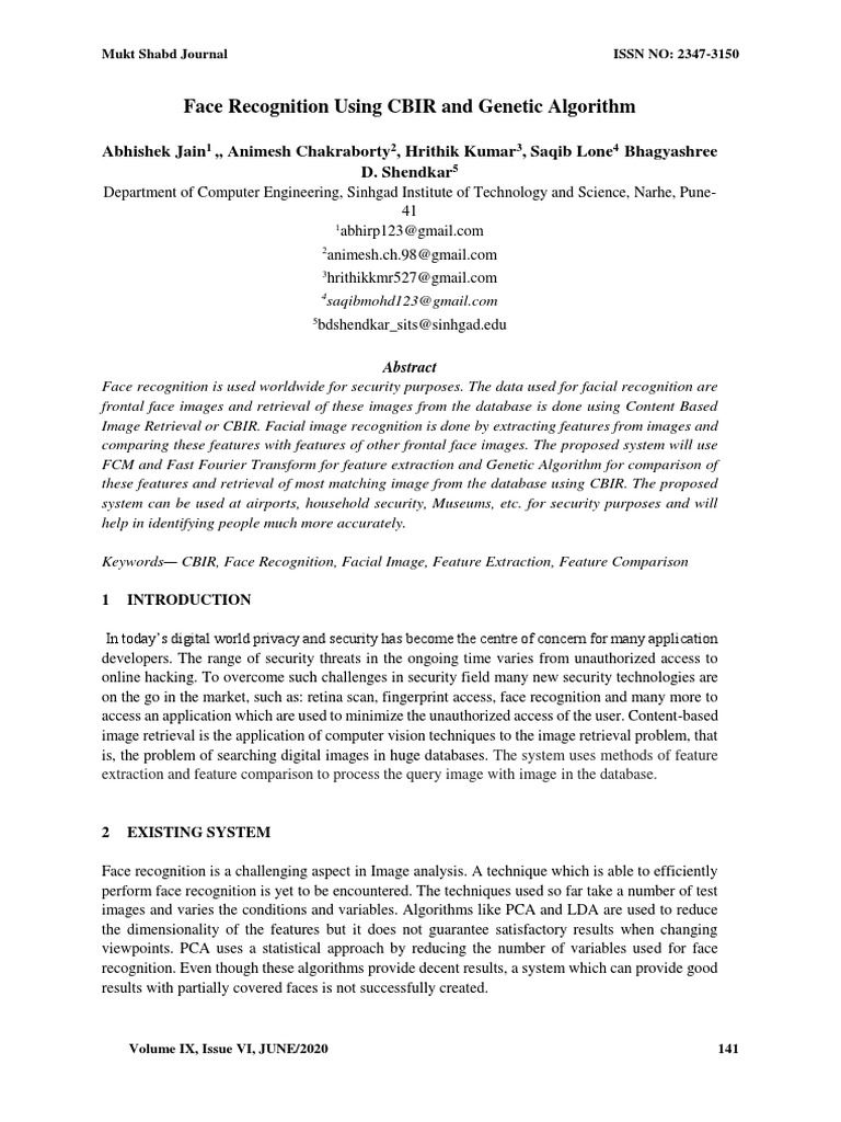 Face Recognition Using CBIR and Genetic Algorithm | PDF | Data ...