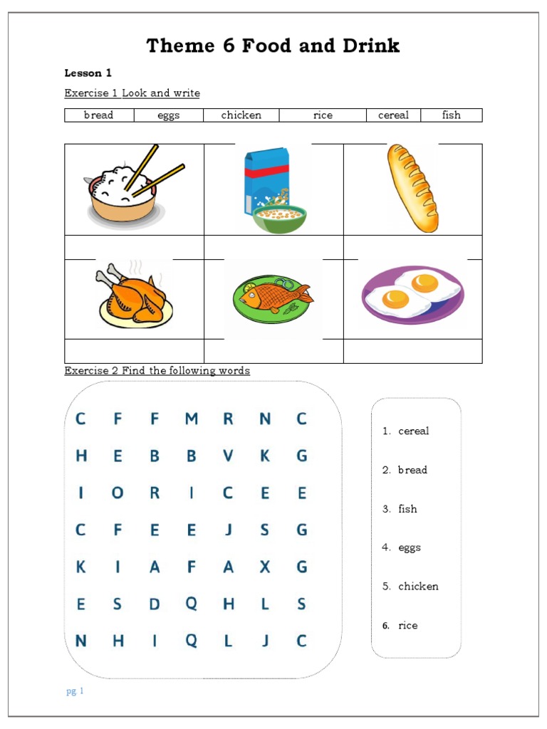 Food and Drink Exercises for Kids | PDF | Foods | Cuisine