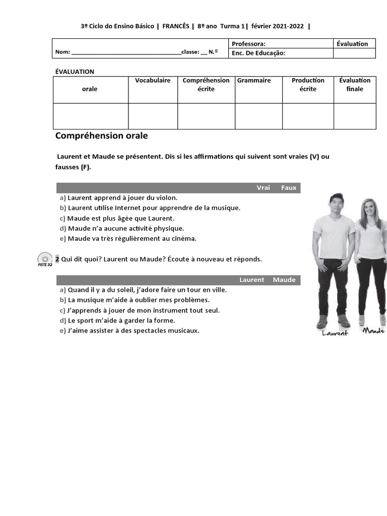 Évaluation de Français 8e Année | PDF | Arts du langage et discipline