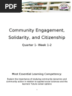 Community Engagement, Solidarity, and Citizenship: Quarter 1-Week 1-2