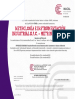 Certificado INACAL METRINDUST 1