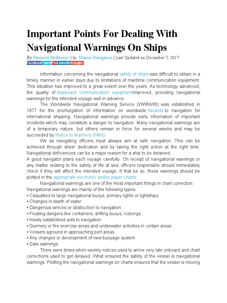 Navigational Warnings for Ships Explained | PDF | Business | Computers