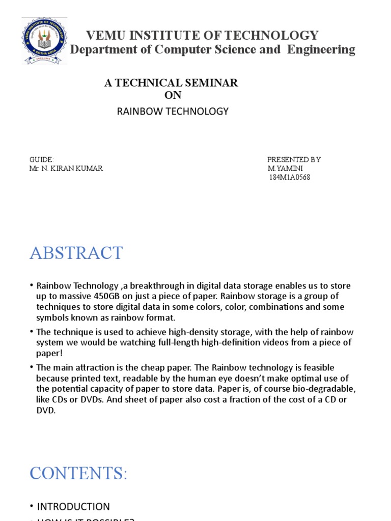 Rainbow Technology Seminar | PDF | Image Scanner | Dvd