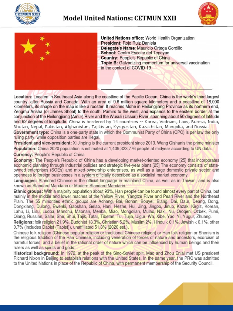 Model United Nations: CETMUN XXII | PDF | China | World Politics