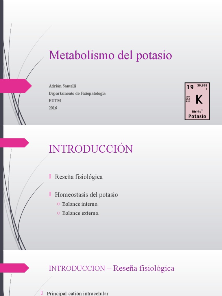 Metabolismo del Potasio y Homeostasis | PDF | Dieta y nutrición | Química