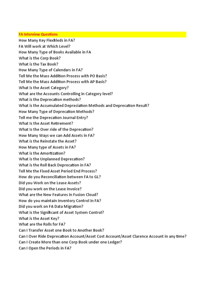 Essential FA Interview Questions Guide | PDF