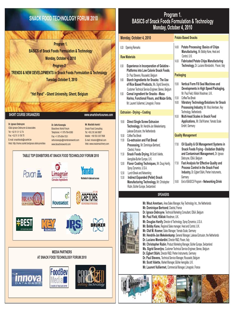 An Overview of the BASICS of Snack Food Formulation and Technology ...