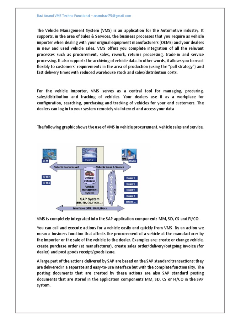 SAP Vehicle Management System Overview | PDF