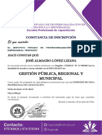 Constancia de Inscripcion - Gestión Pública, Regional y Municipal José Almagro López Lizana